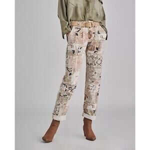 Anthropologie The Wanderer Pants All Over Print Cotton Stretch Women’s Sz 26